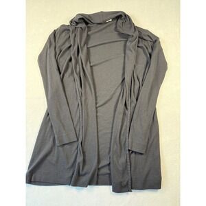 Skin Black Ribbed Pima Cotton Modal Draped Hooded Open Cardigan Size 1 S